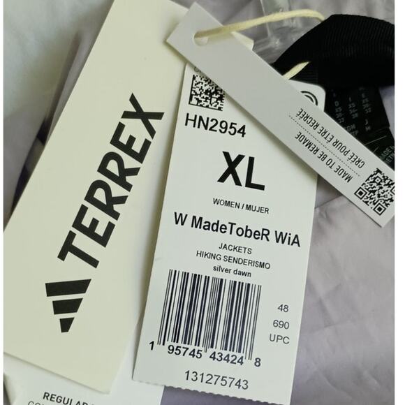 Adidas TERREX Made to Be Remade Wind Anorak Silver Dawn Women's XL NWT - Picture 11 of 12